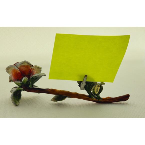 PICTURE/MEMO HOLDER-Metal-Rose-Clip Attached-Desk Accessory-Shelf Decor-6 IN - Picture 2 of 9